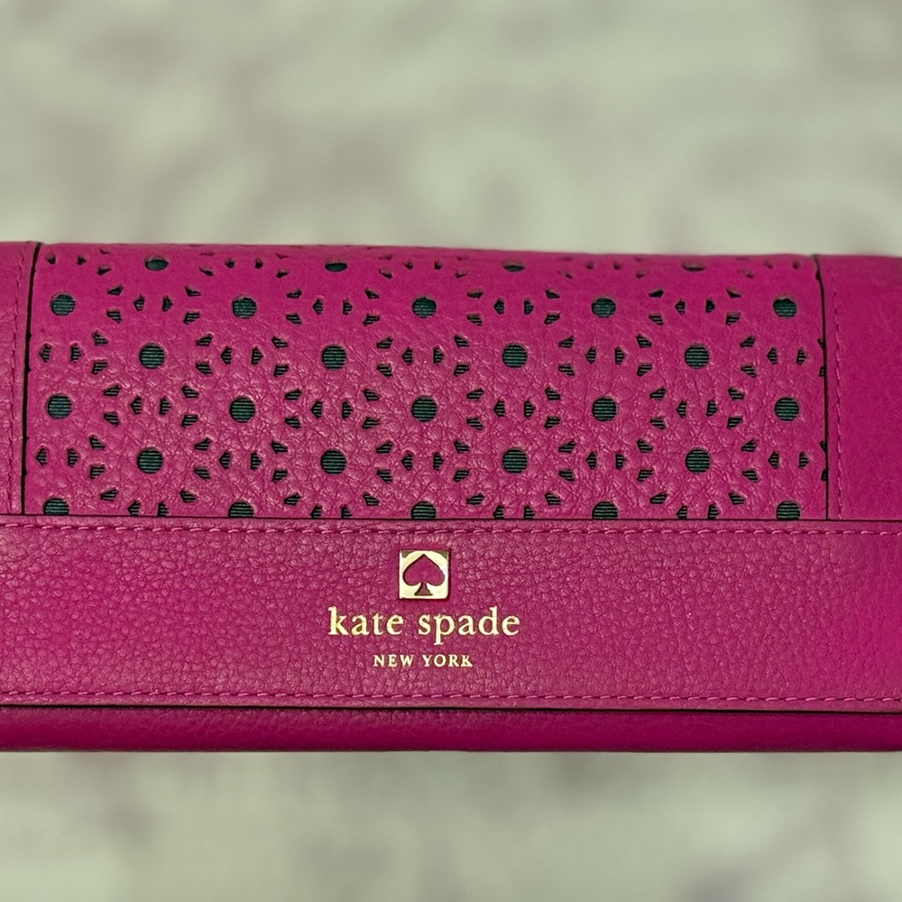Kate Spade Fuchsia Perforated Daisy-Design Wallet